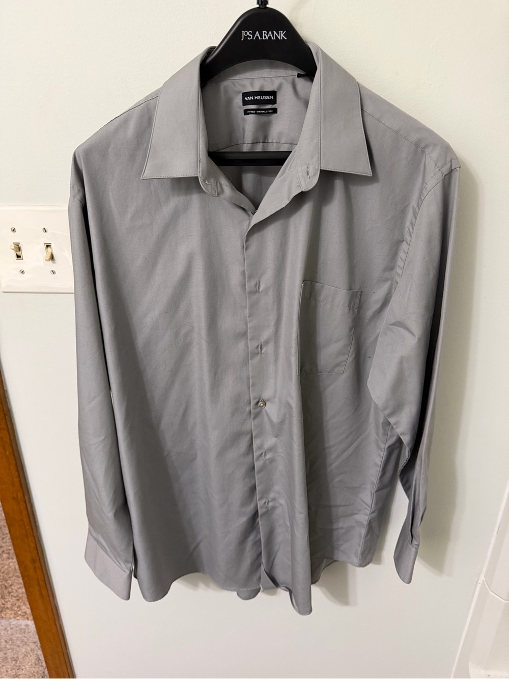 Van Heusen Men’s Light Gray Dress Shirt - Spread Collar